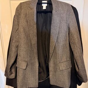 H&M Charcoal Textured long Blazer
